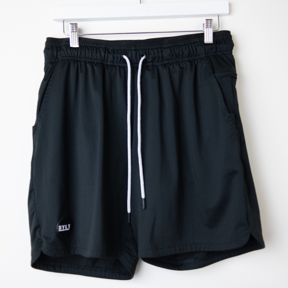 BLYT Active+ Shorts Mens XL Black Liner Stretch Zip Pockets Athletic Workout